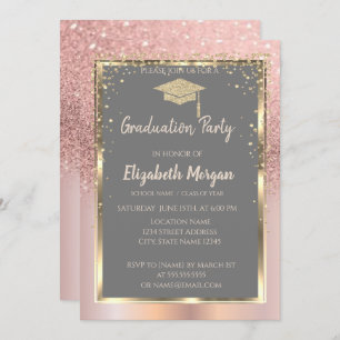 Invitation Diagramme de Parties scintillant d'or rose