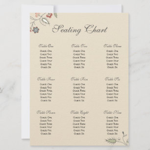 Invitation Diagramme floral vintage d'allocation des places