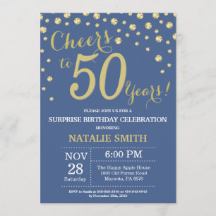 Invitation Diamant 50e anniversaire de la surprise bleue et o
