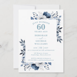 Invitation Diamant 60e anniversaire Mariage Monogramme Floral