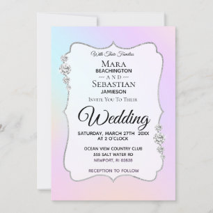 Invitation *~* Diamant Aquarelle Gradient Pastel Mariage