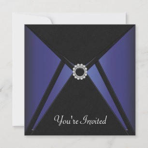 Invitation Diamant Bleu Noir Toute Occasion