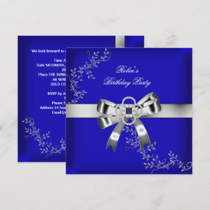 Invitation Diamant Bleu Royal Bijou Arc Argent