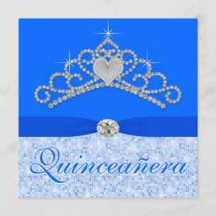 Invitation Diamant bleu Tiara Blue Quincenera