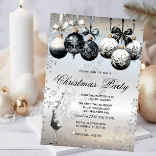 Invitation Diamant d'argent, Boules, Verre, Fête de Noël de l
