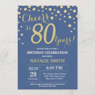 Invitation Diamant de 70e anniversaire bleu et or