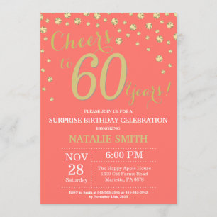 Invitation Diamant de Coral et Gold Surprise 60e anniversaire
