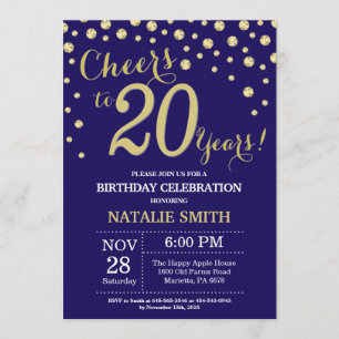 Invitation Diamant du 20e anniversaire de la Marine Blue and