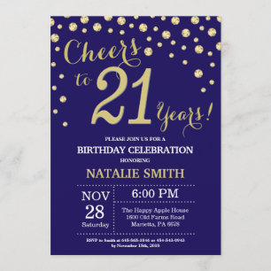 Invitation Diamant du 21e anniversaire de la Marine Blue and
