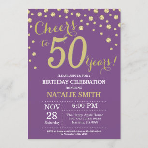 Invitation Diamant du 50e anniversaire violet et or