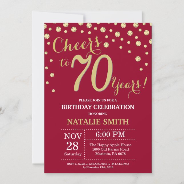 Invitation Diamant du 70e anniversaire de la Bourgogne rouge  (Devant)