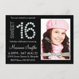 Invitation Diamant et Parties scintillant d'argent pour fille