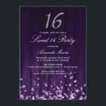 Invitation Diamant étincelant Purple Silver Sweet 16 Invitati<br><div class="desc">Elégante conception de bois rustique violet avec diamants et parties scintillant en chute étincelante 16. Plus de couleurs disponibles dans la boutique Little Bayleigh !</div>