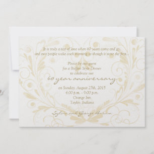 Invitation Diamant floral de coeur 60e anniversaire Mariage