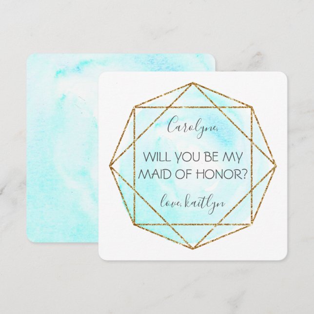 Invitation Diamant hydrique tendance | Sois Ma Fille D'Honneu (Devant / Derrière)