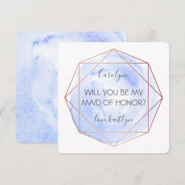 Invitation Diamant hydrique tendance | Sois Ma Fille D'Honneu (Devant / Derrière)