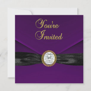 Invitation Diamant Joyau Noir Prune Pourpre Or