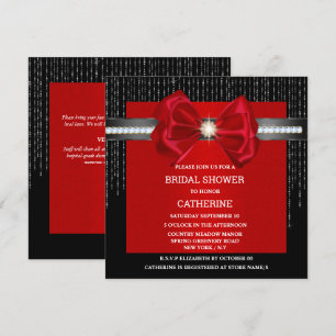 Invitation diamant noir arc rouge brillant luxe élégant
