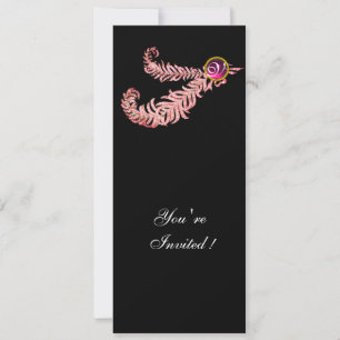 Invitation DIAMANT PLUMES MONOGRAMME, rubis rouge, rose