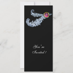Invitation DIAMANT PLUMES MONOGRAMME, rubis rouge, rose