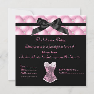 Invitation Diamant rose nouveau design corset noir chic