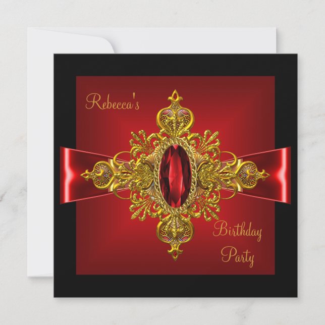 Invitation Diamant Royal Rouge Bijou Or Noir Arc 2 (Devant)