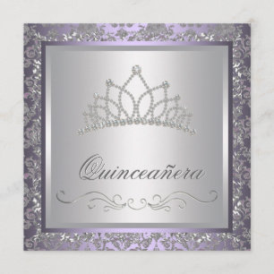Invitation Diamant Tiara Purple Quinceanera