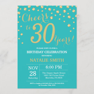 Invitation Diamant Turquoise et Gold 30e anniversaire