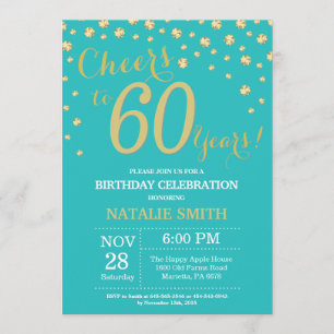 Invitation Diamant turquoise et or 60e anniversaire