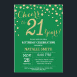 Invitation Diamant vert et or 21e anniversaire<br><div class="desc">Invitation 21e anniversaire avec Arrière - plan diamant Parties scintillant verte et or. Confetti d'or. Anniversaire adulte. Hommes ou Femmes Anniversaire. Pour plus de personnalisation,  cliquez sur le bouton "Customiser" et utilisez notre outil de conception pour modifier ce modèle.</div>
