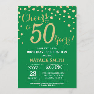 Invitation Diamant vert et or 50e anniversaire