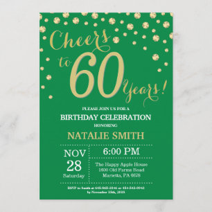 Invitation Diamant vert et or 60e anniversaire