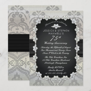 Invitation Diamants   75e anniversaire du Mariage de la dente