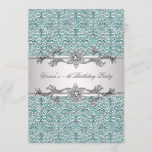 Invitation Diamants Argent Bleu Toutes Occasion Fête Invitati