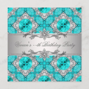 Invitation Diamants Argent Bleu Toutes Occasion Fête Invitati