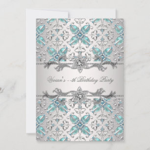 Invitation Diamants Argent Bleu Toutes Occasion Fête Invitati