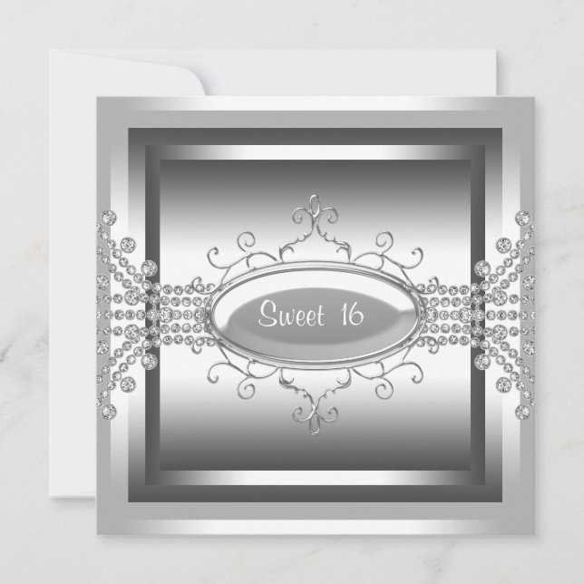 Invitation Diamants blancs Douceur blanche 16 Anniversaire (Devant)