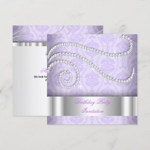 Invitation Diamants Blancs Violets Fête d'Anniversaire en Dam