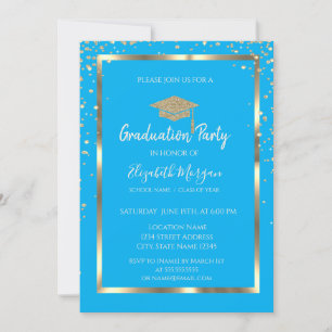 Invitation Diamants Brillent Couronne Universitaire Or Bleu R
