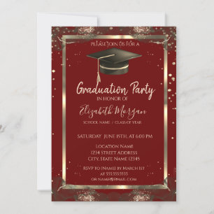 Invitation Diamants Casquettes noirs de grade rouge Grad Grad
