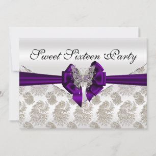 Invitation Diamants Damas et Sweet sixteen papillon
