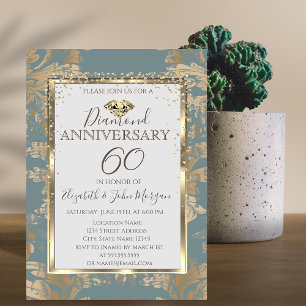 Invitation  Diamants Damassé Vintage Mariage Anniversaire 
