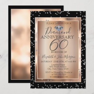 Invitation Diamants d'argent, Anniversaire Rose Mariage d'or