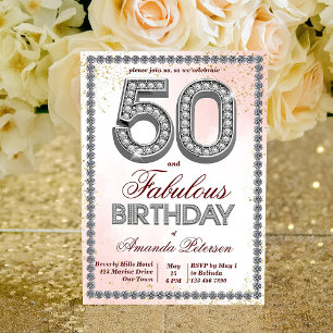 Invitation Diamants d'argent en or rose 50e anniversaire