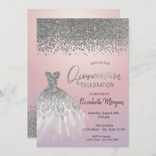 Invitation Diamants d'argent, Robe de Parties scintillant ros