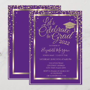 Invitation Diamants de capuchon de remise de diplôme Violet R