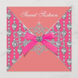 Invitation Diamants de corail rose Corail Sweet 16 Anniversai