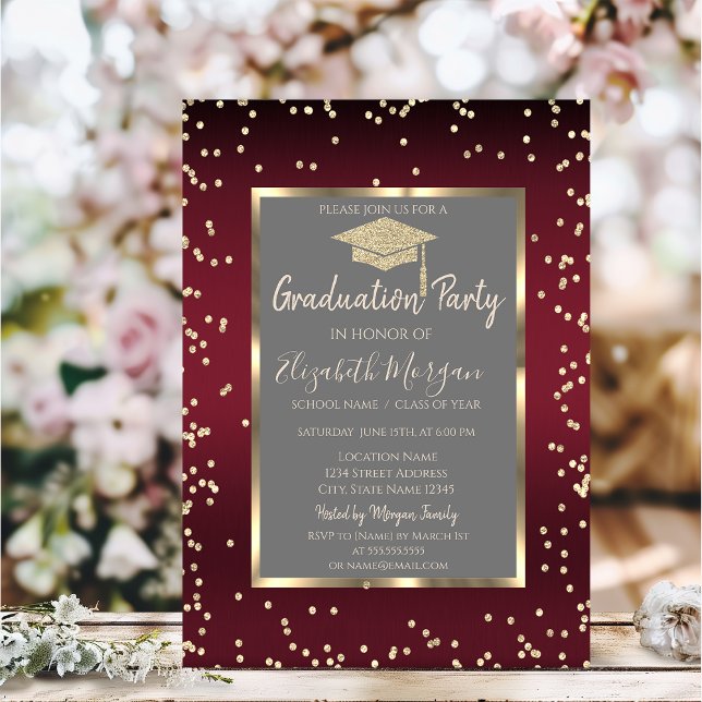 Invitation Diamants de Luxe Dégradé Rouge Foncé (Créateur téléchargé)