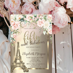 Invitation Diamants de luxe Tour Eiffel, Roses de bordure 50è