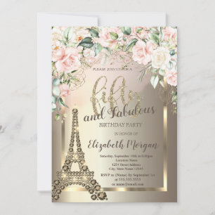 Invitation Diamants de luxe Tour Eiffel, Roses frontaliers 50